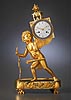 An extremely fine Empire gilt bronze mantle clock ‘à la lanterne magique’ of eight day duration, the white enamel dial signed L. Grognot à Paris